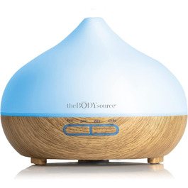 Аромадифузор ультразвуковий The Body Source 300 мл з LED-підсвіткою 7 кольорів, таймером і зволожувачем повітря, електрична лампа для ефірних олій для дому, офісу, спа