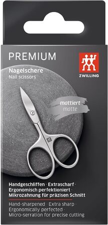 ZWILLING Ножиці для нігтів, гіпоалергенні, преміум, сріблясті, 90 мм — для рук та ніг, мікрозубчаста вигнута ріжуча кромка