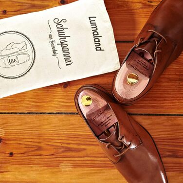 Дерев'яні кедрові формодержувачі для взуття Lumaland Premium з подвійною пружиною для чоловіків та жінок, регульований носок, з бавовняним мішечком