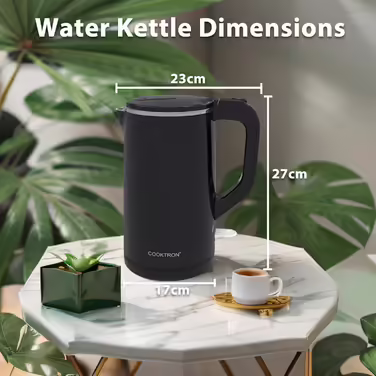 Тихий чайник з нержавіючої сталі Cooktron 1,7 л, чорний