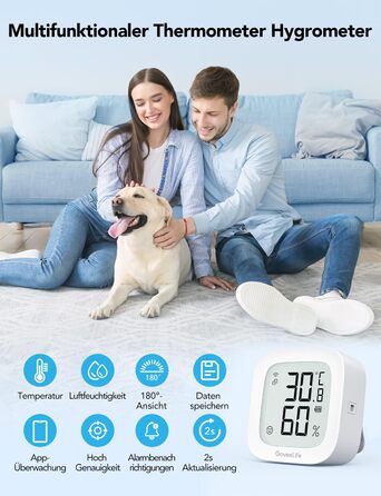 Цифровий термогігрометр GoveeLife WLAN для дому, з додатком, вимірювач температури та вологості, дистанційне керування, зберігання даних, для спальні та винного погребу