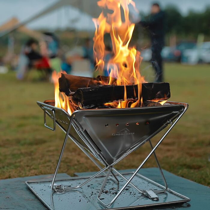 CAMPINGMOON 3-в-1 портативний гриль-мангал та вогнище з нержавіючої сталі 35,6x39 см з чохлом MT-035
