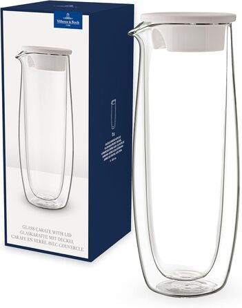 Villeroy & Boch Artesano Глечик для гарячих та холодних напоїв з кришкою, 1 л, боросилікатне скло, прозорий, для води, соку, чаю, карафка