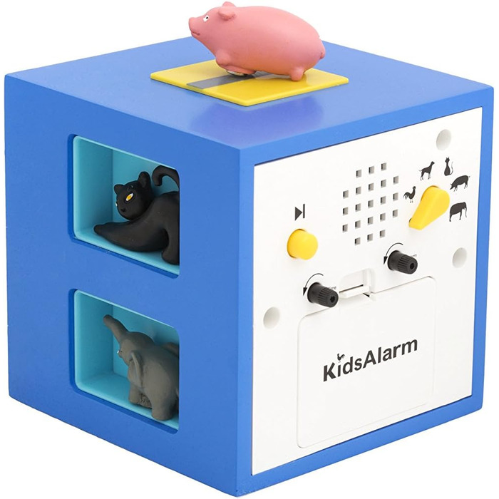 Дитячий будильник KOOKOO KidsAlarm синій з 5 звуками тварин ферми та реальними записами