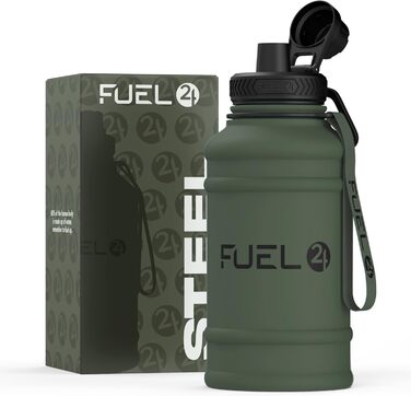 Пляшка для води з нержавіючої сталі 1.3 л та 2.2 л, герметична, BPA Free, міцна спортивна пляшка для дорослих, тренажерний зал, зелена
