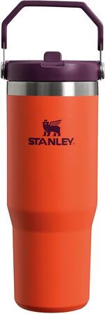 Термос-кружка Stanley Flip Straw 0.89 л з трубочкою, спортивна пляшка з нержавіючої сталі, BPA Free, зберігає холод 12+ годин, для води та напоїв, миється в посудомийній машині, Tigerlily Plum