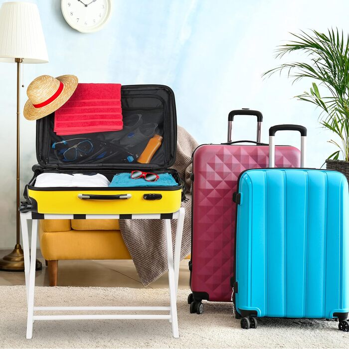 Дерев'яна складна підставка для валіз Relaxdays, біла, 52,5x66,5x48 см – багажна полиця для зберігання й організації дорожніх сумок