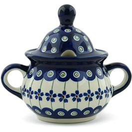 Керамічна цукорниця Bolesawiec 0,35 л з декором кришки 166a