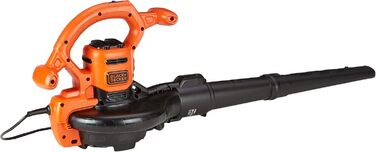 Black+Decker 3-в-1 електричний пилосос для листя BEBLV260, 2600 Вт, із подрібнювачем, швидкість повітря 315 км/год, мішок 40 л, ремінь, для терас, доріжок, під'їздів