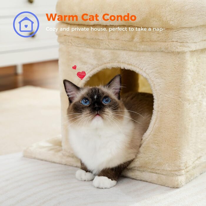 PAWZ Road багаторівнева когтеточка для котів з сизалем, котячий будинок і велика полиця для домашніх котів, бежева