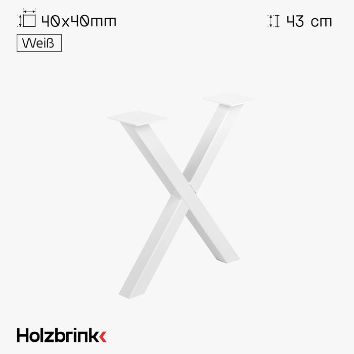 Ніжка столу HOLZBRINK металева біла Х-подібна форма 40x43 см