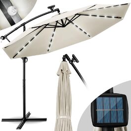 Сонячна парасоля tillvex 300 см з LED підсвіткою, алюмінієва, сонцезахисна, з чохлом і підставкою, водонепроникна, з ручкою-кривошипом, для саду та тераси