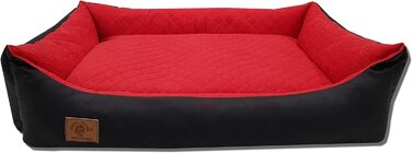 Odolplusz XXL Ліжко для великих собак, чорне-червоне, 100x70 см – собаче ліжко-матрац із двосторонньою подушкою, знімний та праний чохол
