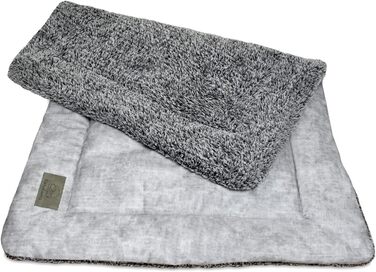 KaraLuna лежак для собак 80x55 см, м'який, флісовий, сірий, для дому та подорожей, праний, три розміри, підкладка, килимок, подушка для собак