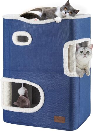 Будиночок для котів YITAHOME, котяче ліжко, кішкова хатка, синя, без платформи, з місцем для відпочинку, когтеточка, компактні меблі для домашніх котів
