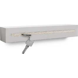 Ключниця з полицею Buchenbusch Urban Design з бетону 'Light Edition', 33x6x5 см, настінна ключниця для передпокою, біло-мармурова