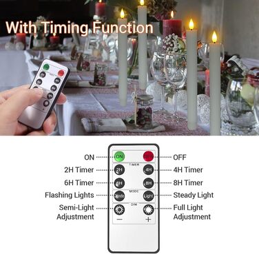Свічки Yme LED з таймером і пультом, батарейкові, з натурального воску, тепле біле світло, набір 4 шт. для різдвяного декору, весілля, підсвічника, адвент-вінка