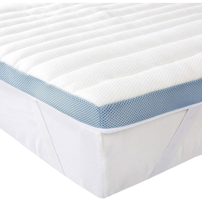Топер з піни Memory Foam Amazon Basics з ременями, 140x200 см, 5 см, білий