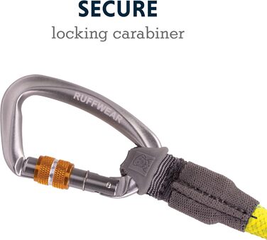 RUFFWEAR Knot-a-Leash — світловідбивний повідок для собак з каната з карабіном, 1,5 м, 7 мм, чорний обсидіан, розмір S, плетіння зелений