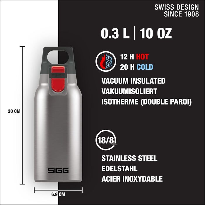 Термос-бутилка SIGG Hot & Cold ONE 0.3 л, ізольована, нержавіюча сталь, без шкідливих домішок, для напоїв, зручне відкривання однією рукою, для туризму та спорту