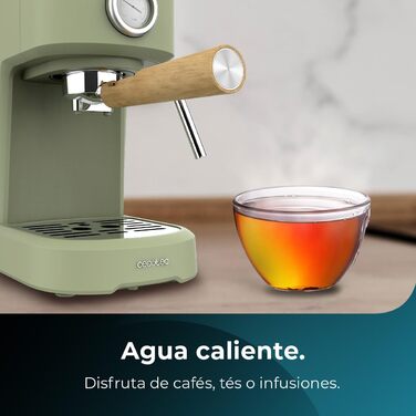 Кавоварка Cecotec Power Espresso 20 Pecan, 1100 Вт, 20 бар, термоблок, манометр, 1,25 л, зелена, з паровою насадкою та подвійним фільтром