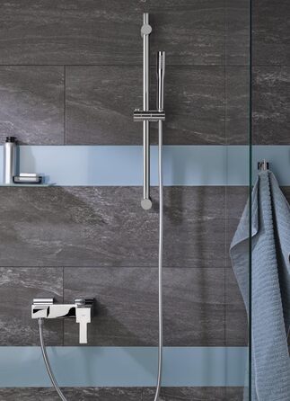 Ручний душ GROHE Vitalio Get 1 режим, антикальційна система, подвійна стінка, для проточних водонагрівачів, сріблястий, комплект з настінним кріпленням