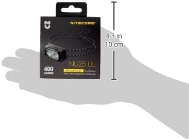 Легка налобна ліхтарик Nitecore NU25UL, USB-C, 400 люмен, 130 м, червоне світло для нічного бачення