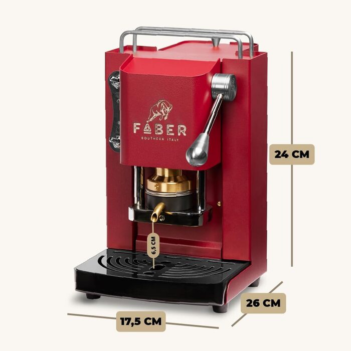 Килимкова машина FABER Pro Mini Deluxe ESE Chrome (червоний)