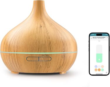 Розумний ультразвуковий арома-дифузор Meross 400 мл з Wi-Fi, RGB-LED підсвіткою, керуванням через додаток, сумісний з Apple HomeKit, Alexa, Google Home, для ефірних олій та зволоження повітря