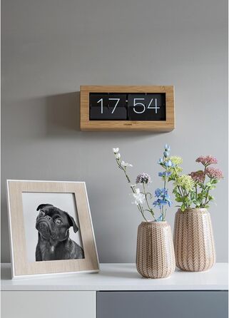 Годинник Karlsson Flip XL настільний і настінний, бамбук, 17,5×37×9 см