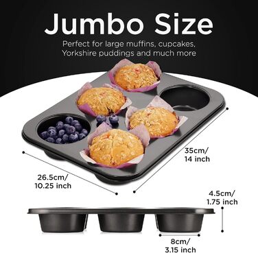 Форма для великих мафінів Wrenbury Pro XL Jumbo, антипригарна, 6 чаш, 9,5 см – форма для кексів і капкейків