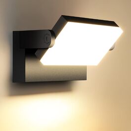 LEDMO Світлодіодний настінний світильник 60 Вт, 5000 лм, IP65, 360° поворот, тепле біле світло 3000K, чорний, для вулиці, тераси, саду, входу