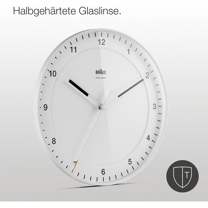 Настінний годинник Braun BC17W-DCF, 30 см, білий, безшумний, радіокерований, велика класична модель, легке читання, центральноєвропейський час (MEZ/GMT+1)
