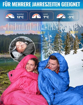 KingCamp Oasis спальний мішок 3 сезони, теплий, легкий, з капюшоном, для кемпінгу та туризму