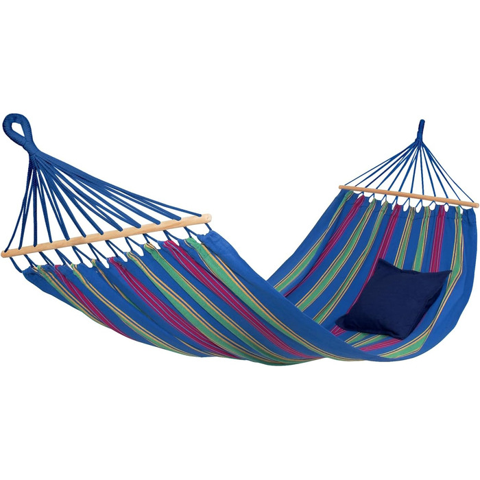 Гамак AMAZONAS Aruba Juniper, водостійкий, UV-захист, 210x80 см, до 180 кг, синьо-смугастий