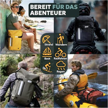 Водонепроникний рюкзак Dry Bag 20/30/45 л з 3 зовнішніми кишенями, RollTop, для пляжу, човна, каяка, туризму, риболовлі та мотоцикла