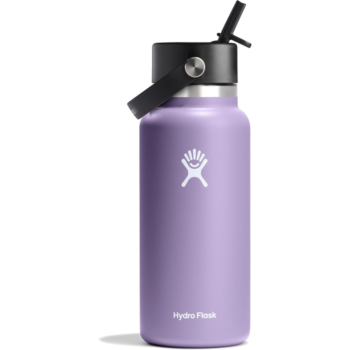 Термобутилка Hydro Flask 946 мл з широкою горловиною, вакуумна нержавіюча сталь, кришка з трубочкою, колір Місячна тінь