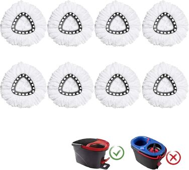 8 шт. запасних насадок для швабри O-Cedar EasyWring Spin Mop, мікрофібра, для глибокого очищення підлоги вдома та в офісі