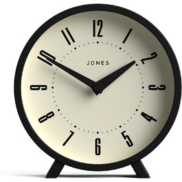 Настільний годинник JONES CLOCKS Venus, чорний, ретро-дизайн, круглий, для столу, полиці, каміна або тумби