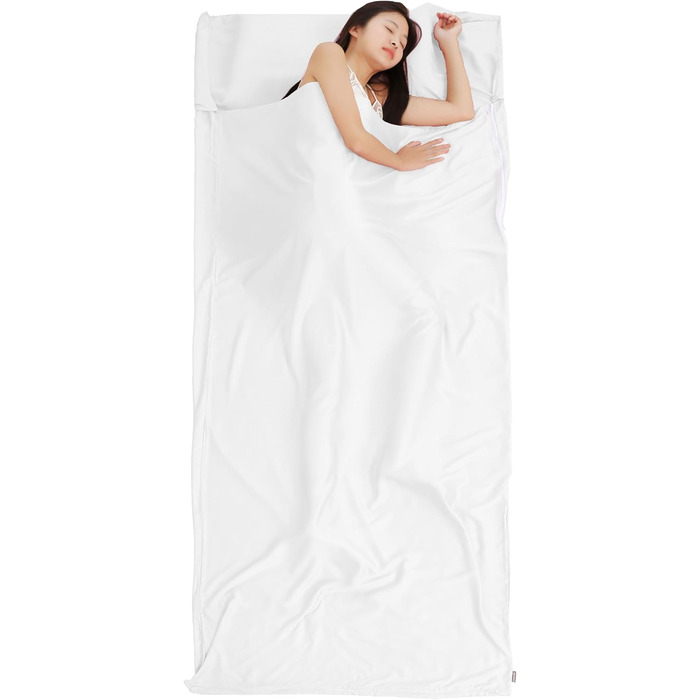 Вкладиш у спальний мішок Cozysilk з Tencel Lyocell Lenzing, з блискавкою – шовковистий та гладкий спальник для дорослих, комплект для готелю та подорожей, шовкова маска для сну у комплекті