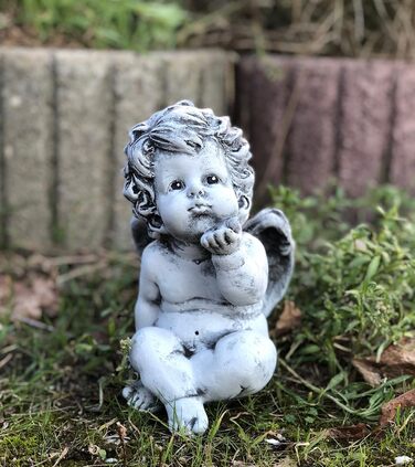 Фігурка янгола з масивного каменю stoneandstyle, морозостійка, для саду, декоративна статуетка, стійка до погодних умов до -30°C