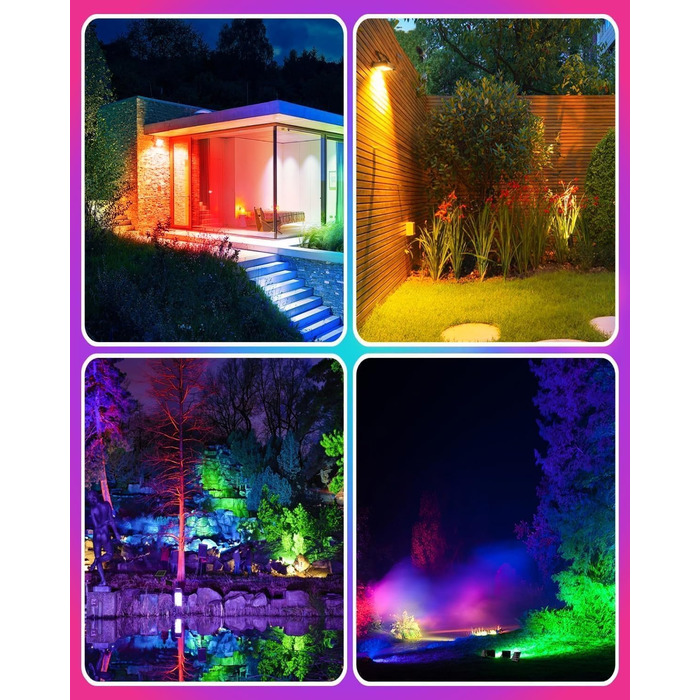 MEIKEE LED прожектор 60W RGB з пультом, 30 режимів, 10 кольорів, таймер, IP66, 6 рівнів яскравості, водонепроникний, для декору, вечірок, Нового року, Хелловіну, 2 шт.
