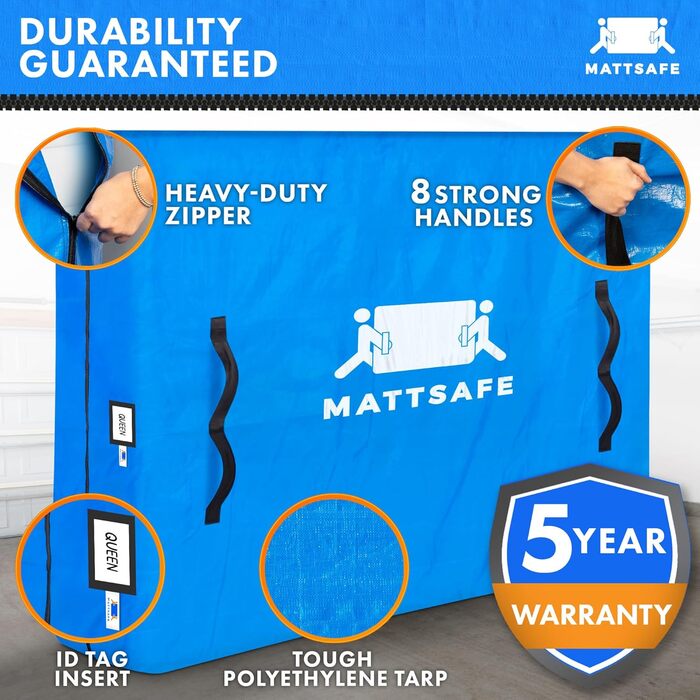 Чохол для матраца MATTSAFE Queen-Size з 8 ручками, посилена блискавка, багаторазовий, товстий захист для перенесення та зберігання, Nordic Elk