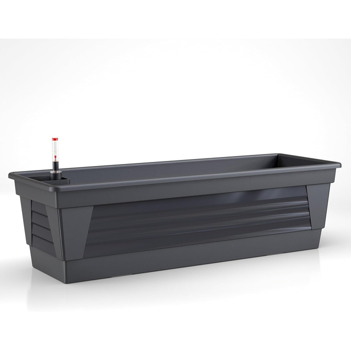 Пластиковий квітник Plastard Milano 3 шт. по 60 см, антрацит, з водозапасом і індикатором рівня води, для саду та балкона, стійкий до погодних умов, для внутрішнього та зовнішнього використання