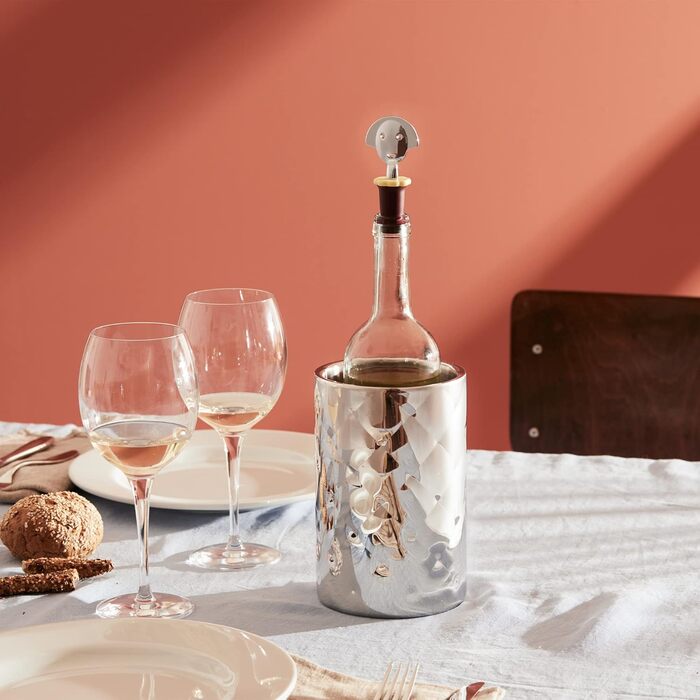 Пробка для пляшки Alessi ANNA STOP 2, EVA, хромований замак, 4 см, блакитна