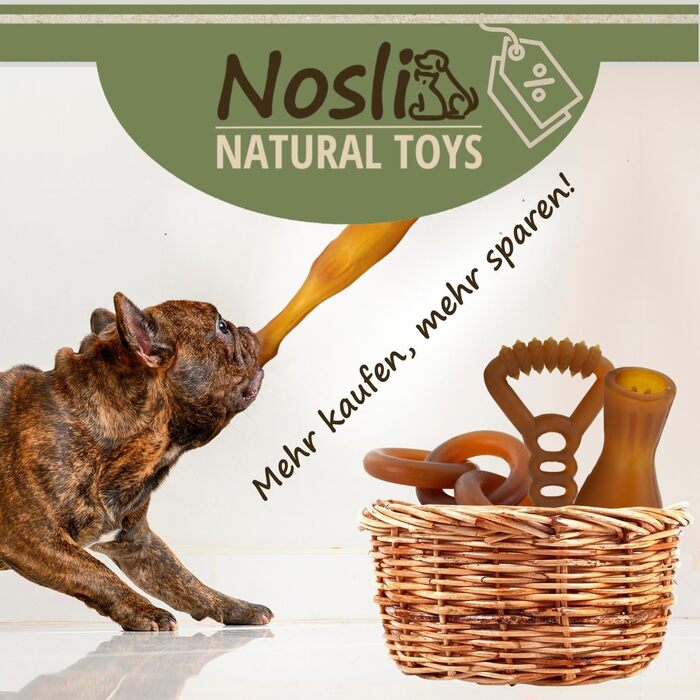 Набір іграшок для собак Natural Toys з натурального каучуку, для догляду за зубами, кидання, перетягування та розвитку інтелекту, 4 шт.