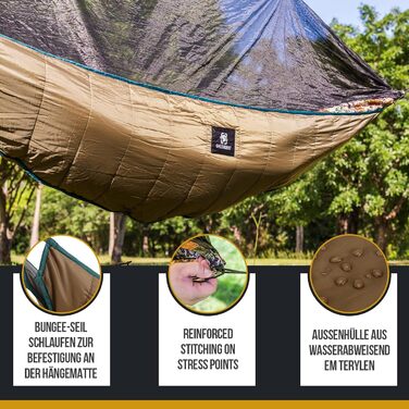 Утеплювач для гамаку OneTigris Hideout, ультралегкий підклад для гамаку, ізоляційна ковдра 280x120 см, койот коричневий, для кемпінгу та туризму