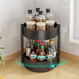 Обертова полиця-органайзер для спецій з вуглецевої сталі, чорна, Lazy Susan, кухонний стелаж для баночок і пляшок зі спеціями