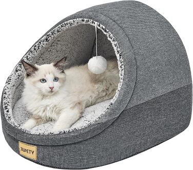 Котяча хатка Jiupety Nettes, будиночок-корзина для котів, лежак з нековзною основою, знімна та прана подушка, 41x41x33 см, темно-сірий