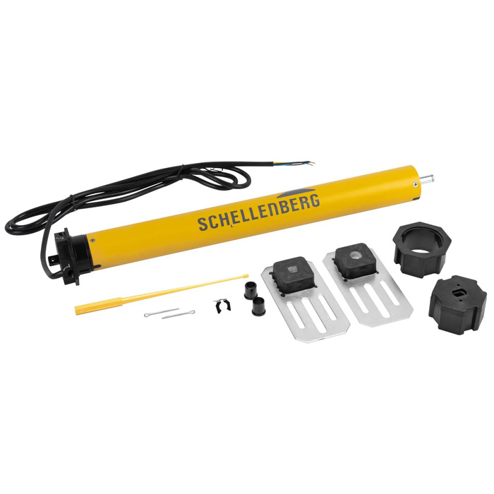 Рулонний електродвигун Schellenberg MAXI Standard 15 Нм для ролет 6,2 м², механічне налаштування кінцевих положень, для вала 60 мм, комплект з настінним підшипником